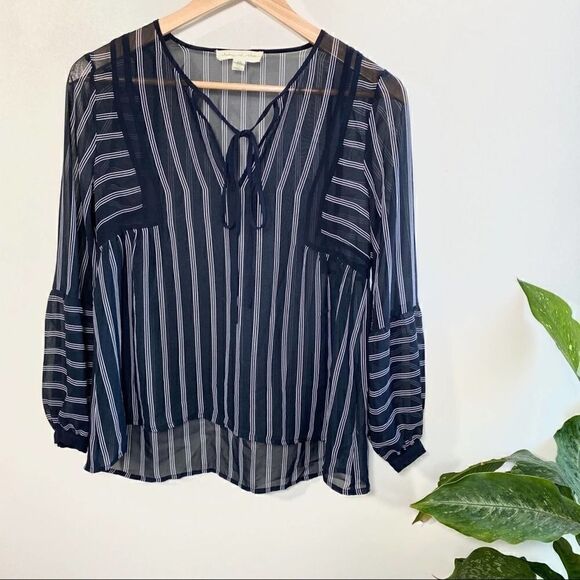 Staring at stars navy stripe long sleeve blouse - Picture 1 of 8